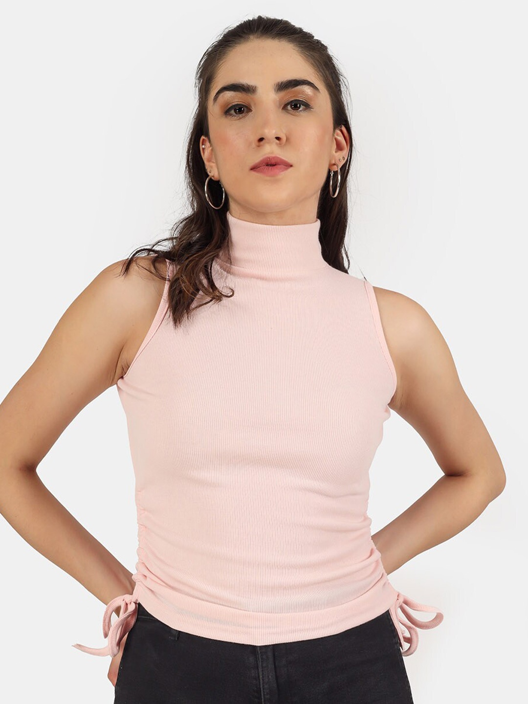 

angloindu High Neck Sleeveless Top, Pink