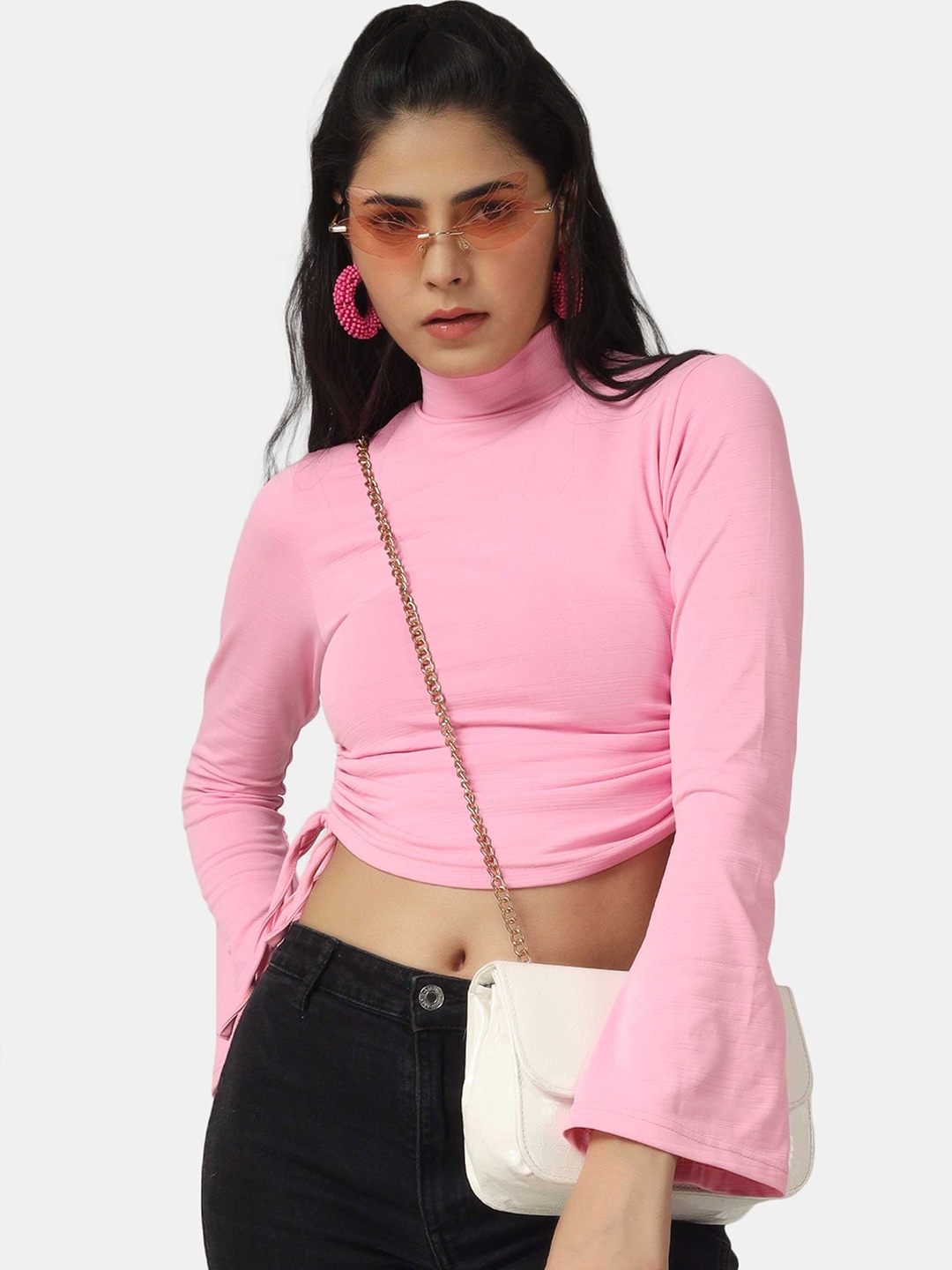 

angloindu Polo Collar Pockets Slim Fit T-shirt, Pink