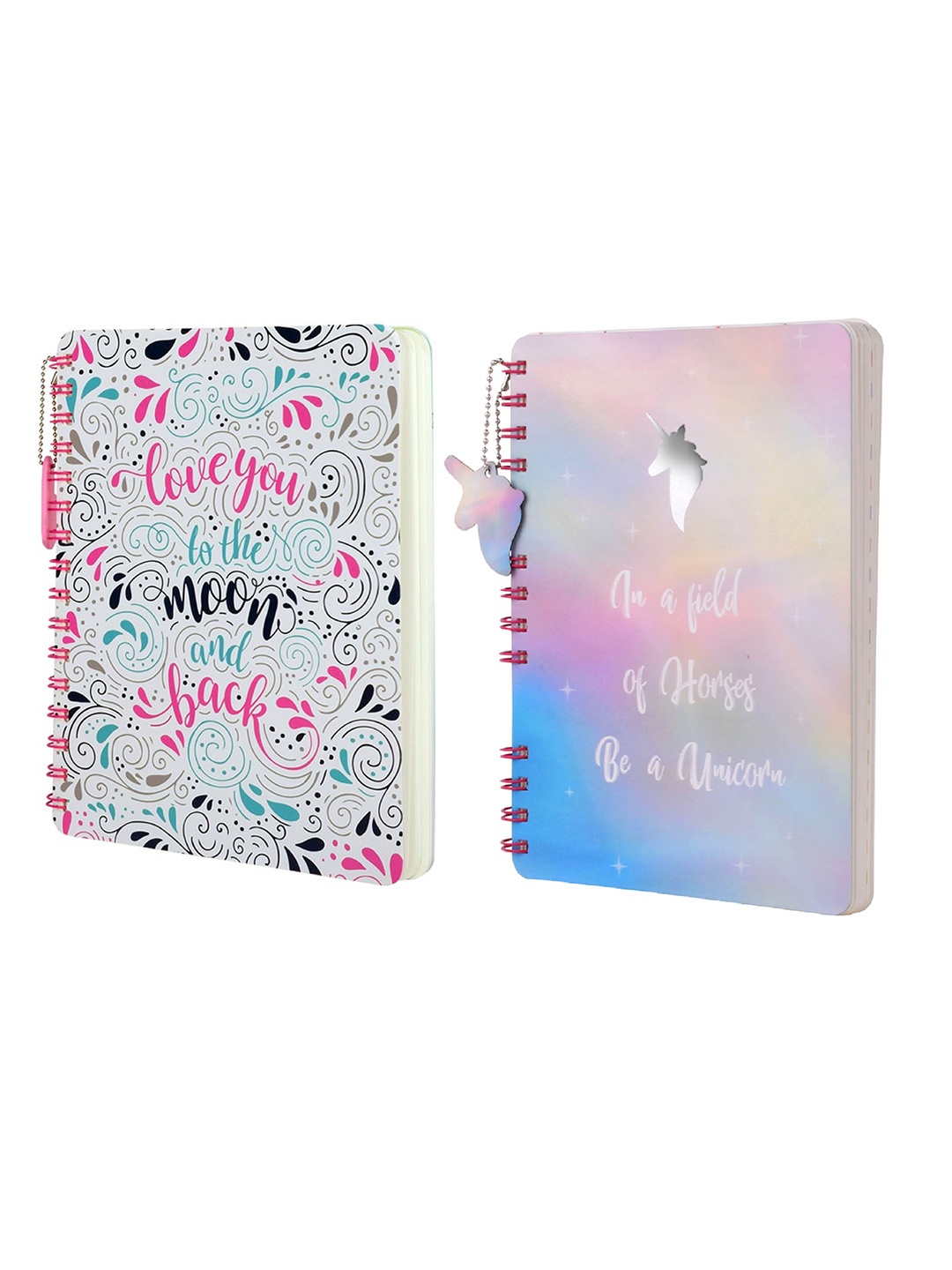 

Doodle Set Of 2 Printed Wiro Soft Bound Hardbound B5 Ruled Diary, Pink