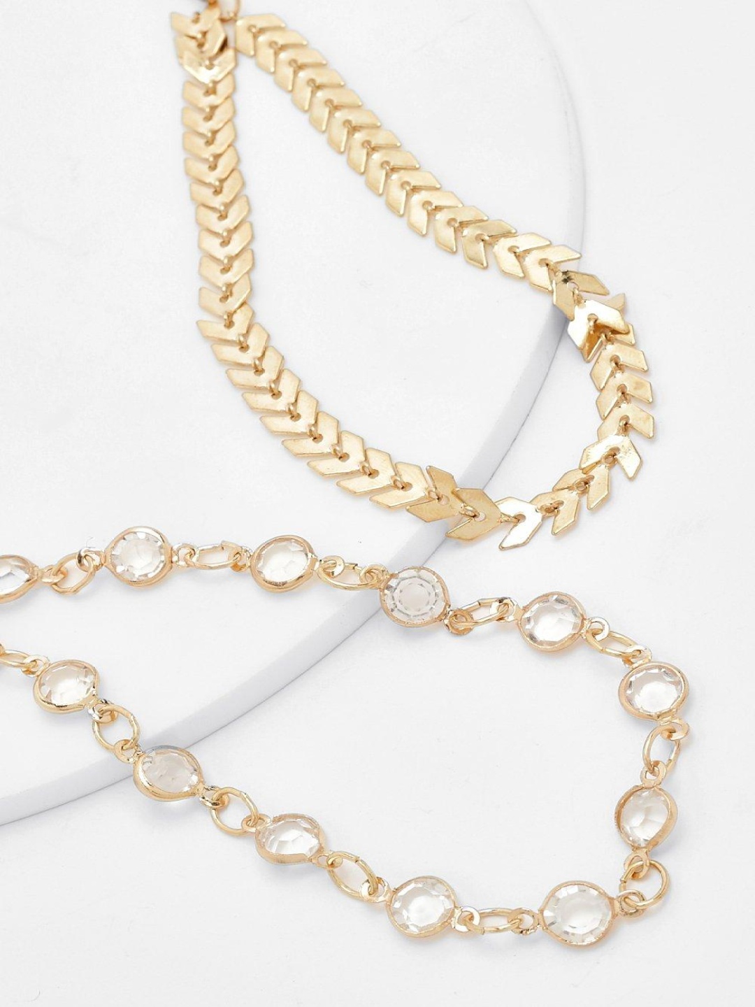 

Boohoo Set of 2 Diamante Anklets, Gold