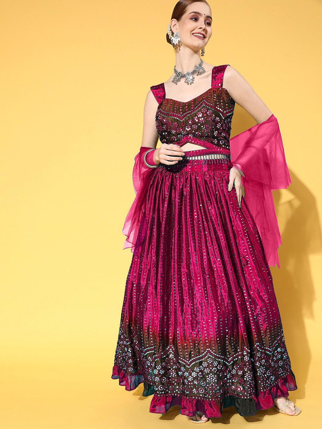 

Chhabra 555 Embroidered Lehenga Choli, Magenta