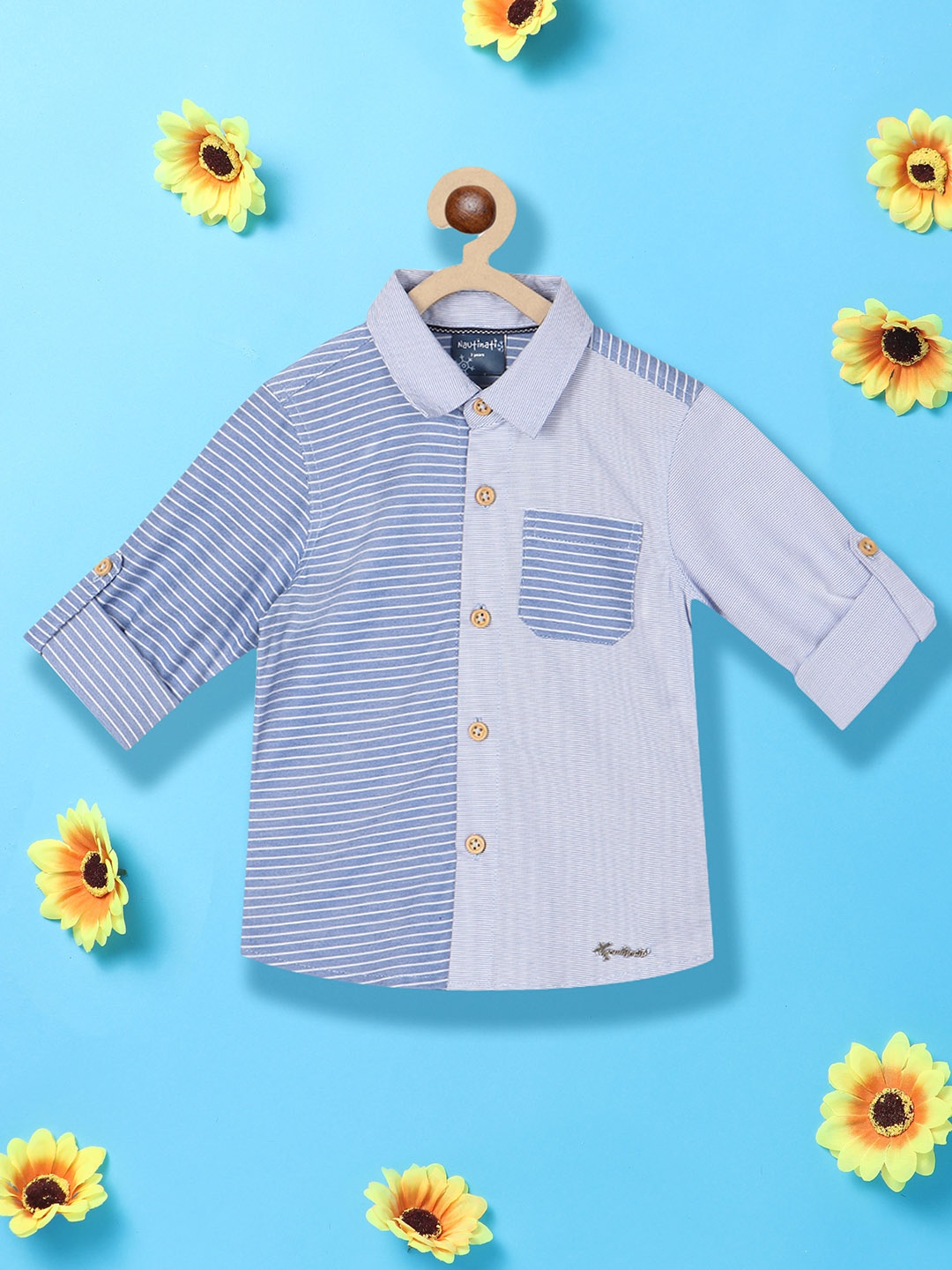 

Nauti Nati Boys Standard Horizontal Striped Casual Shirt, Blue