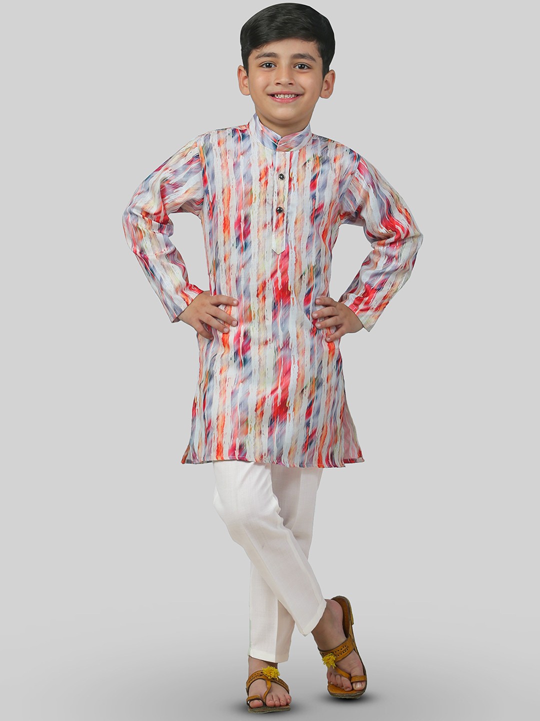 

ahhaaaa Boys Printed Regular Kurta with Pyjama, Pink