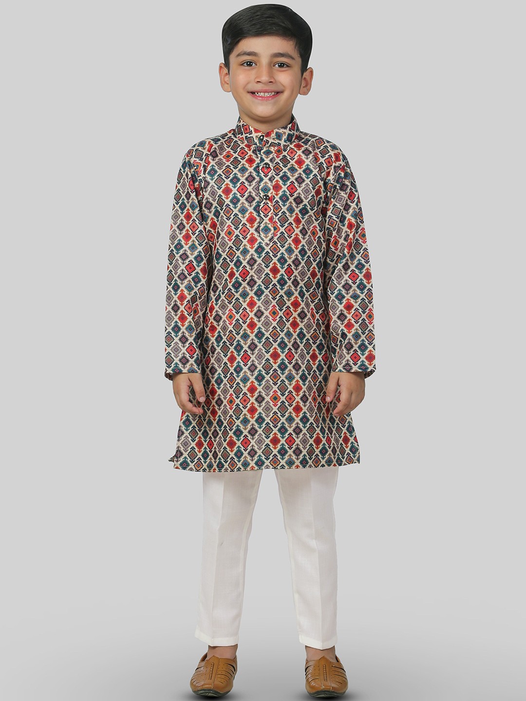 

ahhaaaa Boys Ethnic Motifs Printed Kurta with Pyjamas, Red