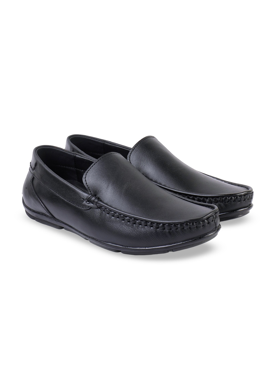 

BRATVA Men Slip On Leather Loafers, Black