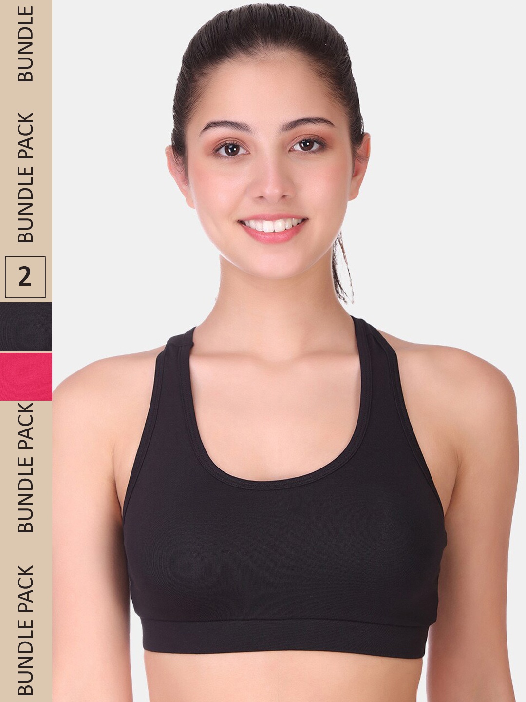 

POOJA RAGENEE Pack Of 3 Full Coverage Non-Padded Cotton Bra sq1028b_2p_mg_bl_28b, Magenta