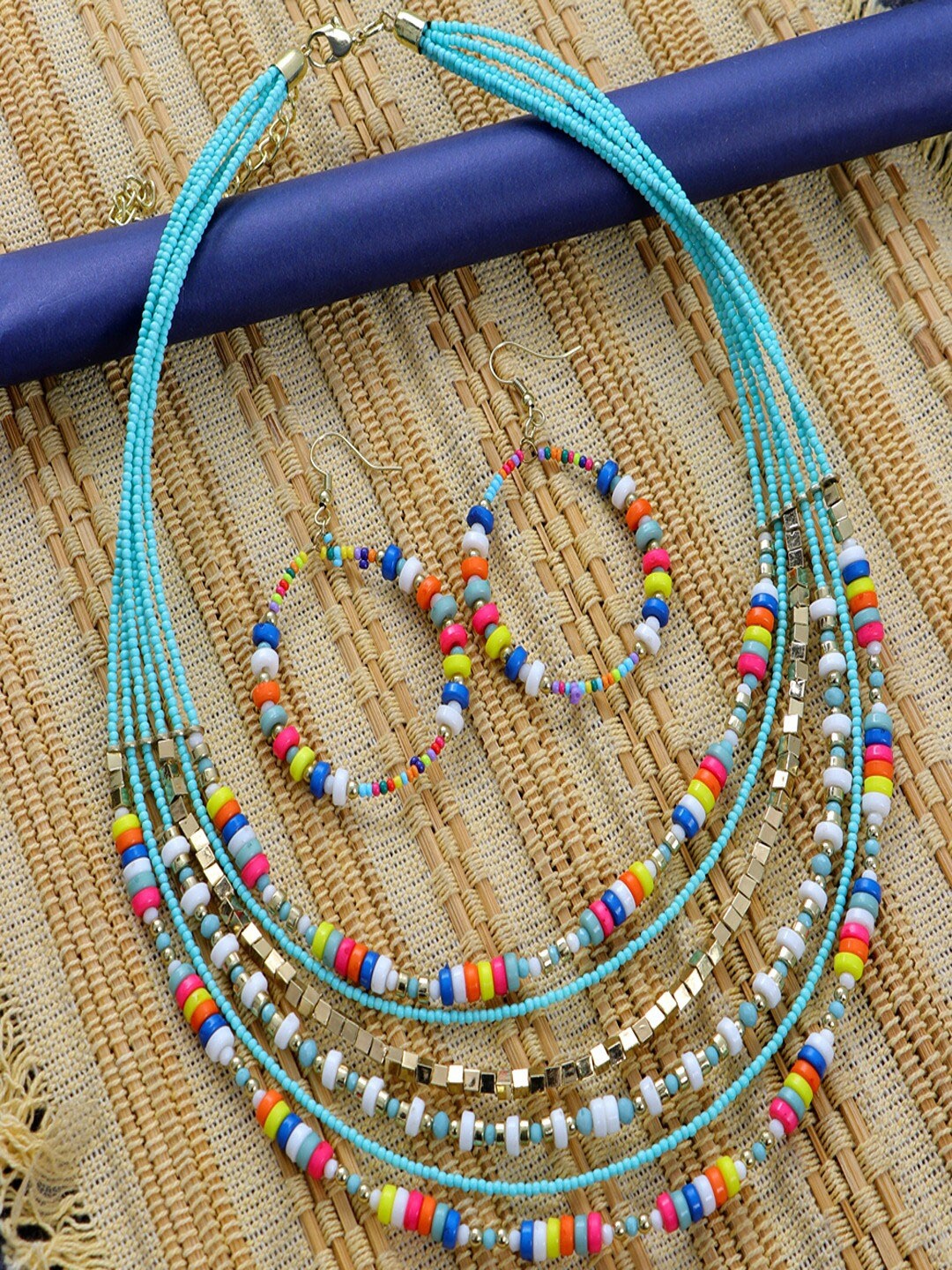 

UNIVERSITY TRENDZ Gold-Plated Beaded Necklace & Earrings