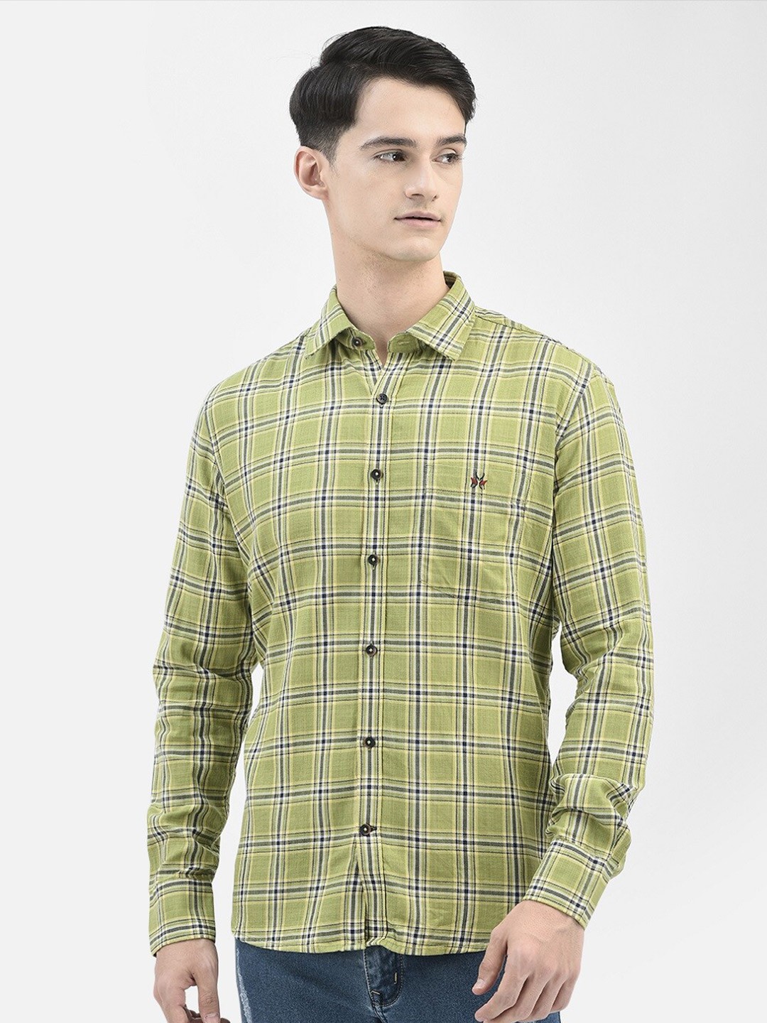 

Crimsoune Club Tartan Checked Slim Fit Casual Shirt, Green
