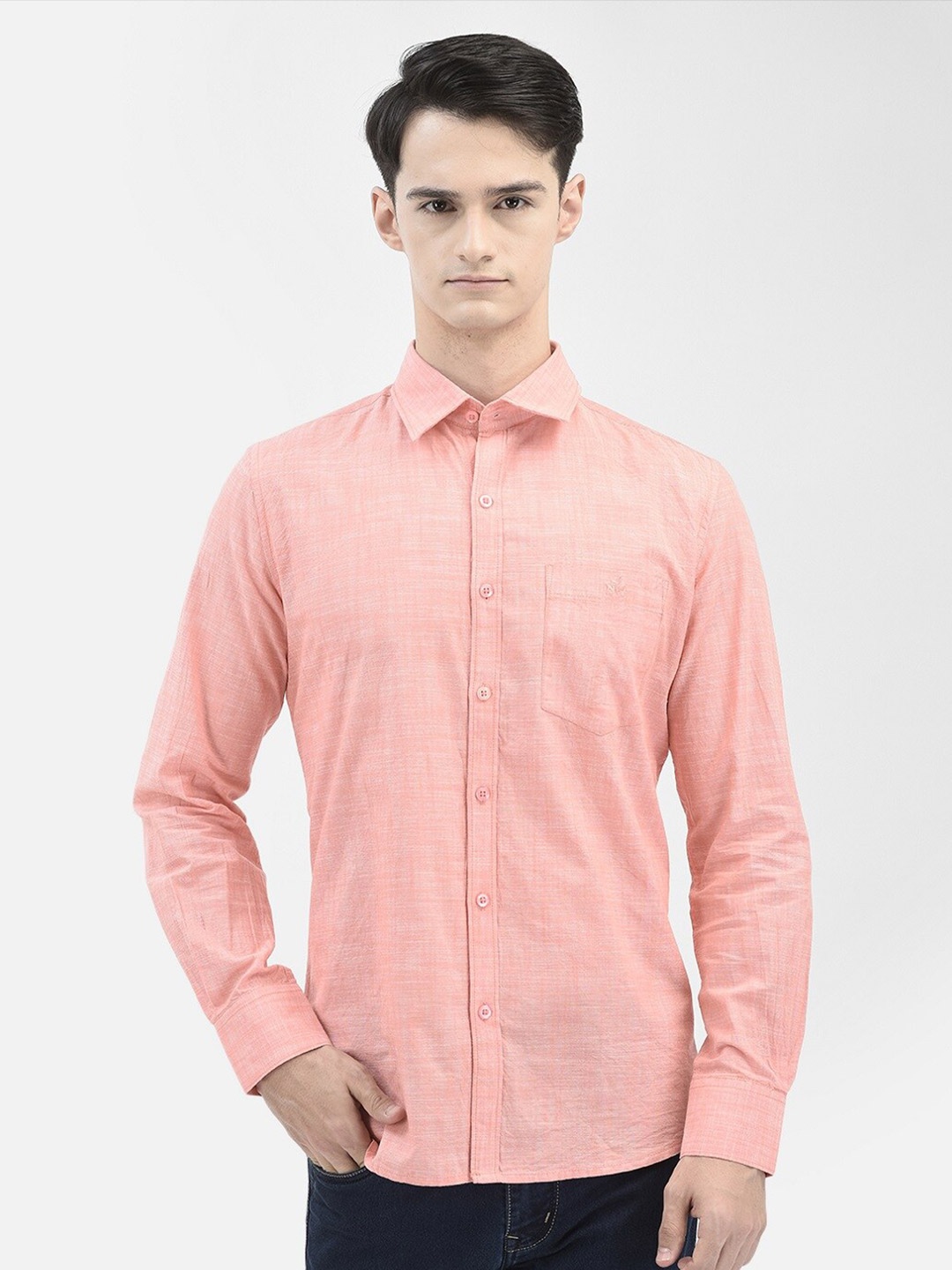 

Crimsoune Club Slim Fit Pure Cotton Casual Shirt, Peach
