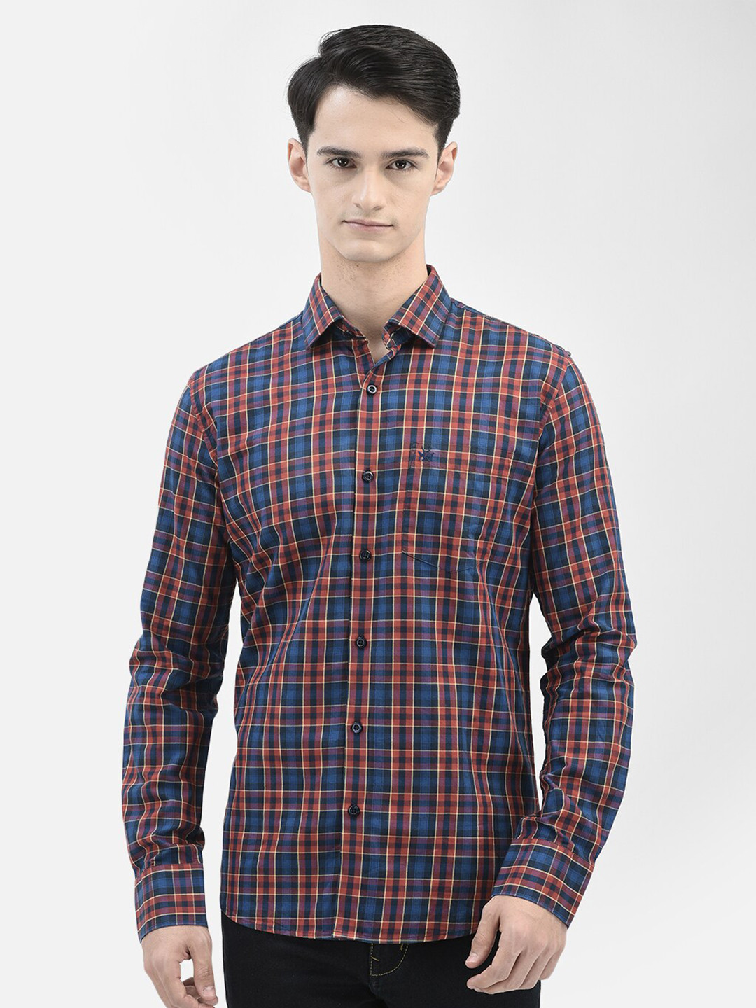 

Crimsoune Club Tartan Checked Slim Fit Pure Cotton Casual Shirt, Maroon