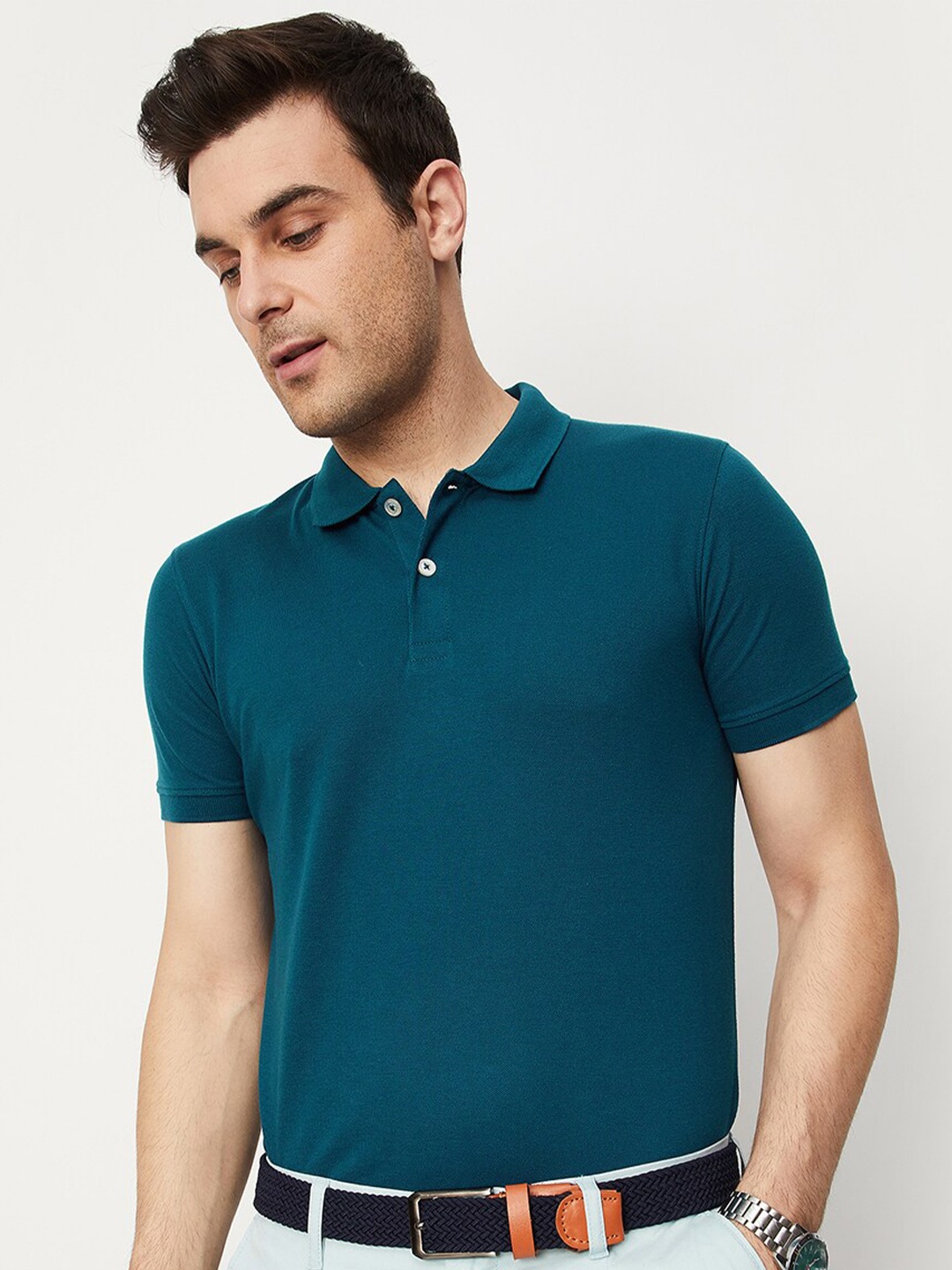 

max Polo Collar Casual T-shirt, Green