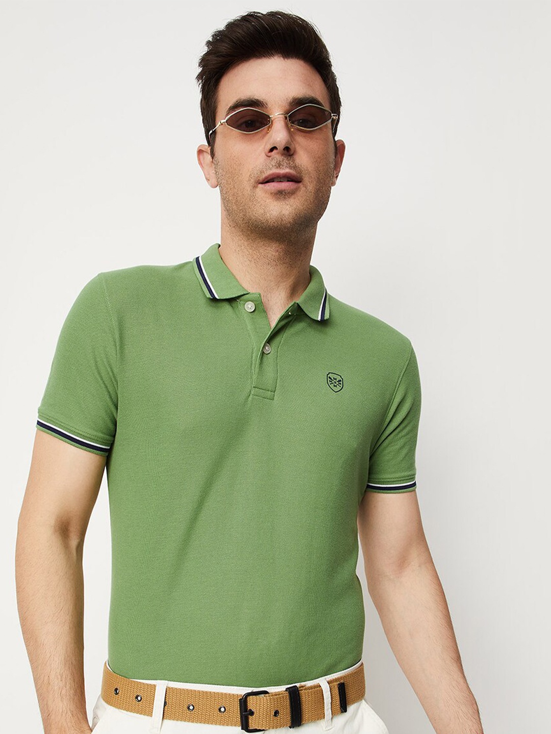 

max Polo Collar Casual T-shirt, Green