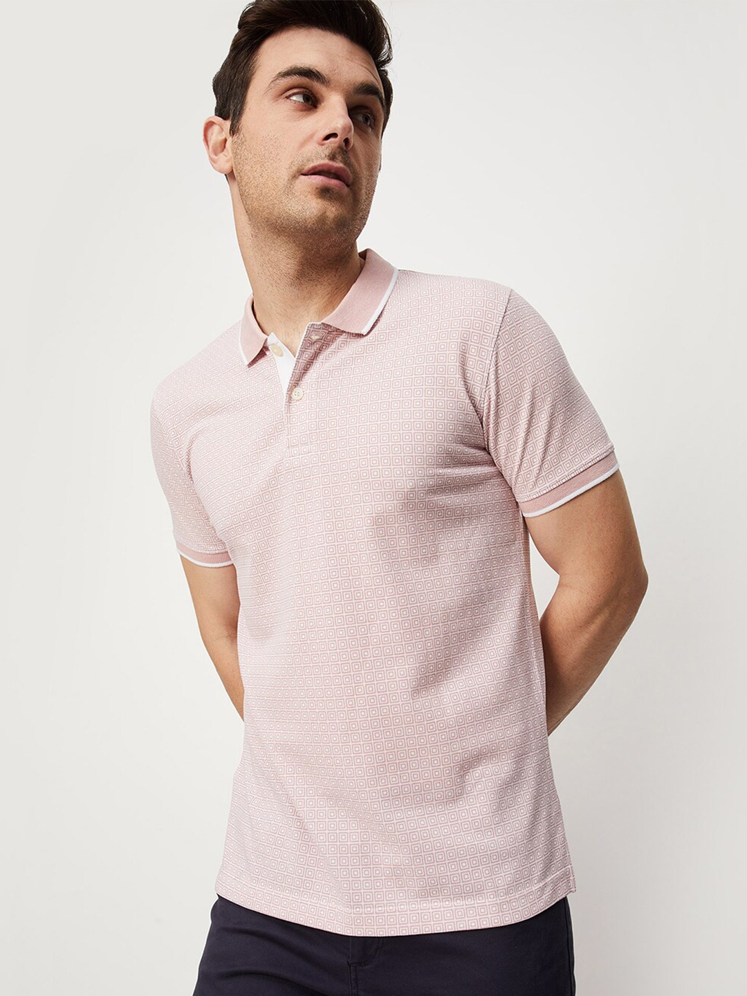 

max Polo Collar Casual T-shirt, Pink