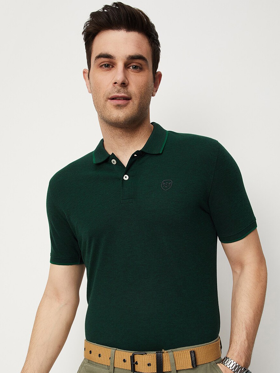 

max Polo Collar Casual T-shirt, Green