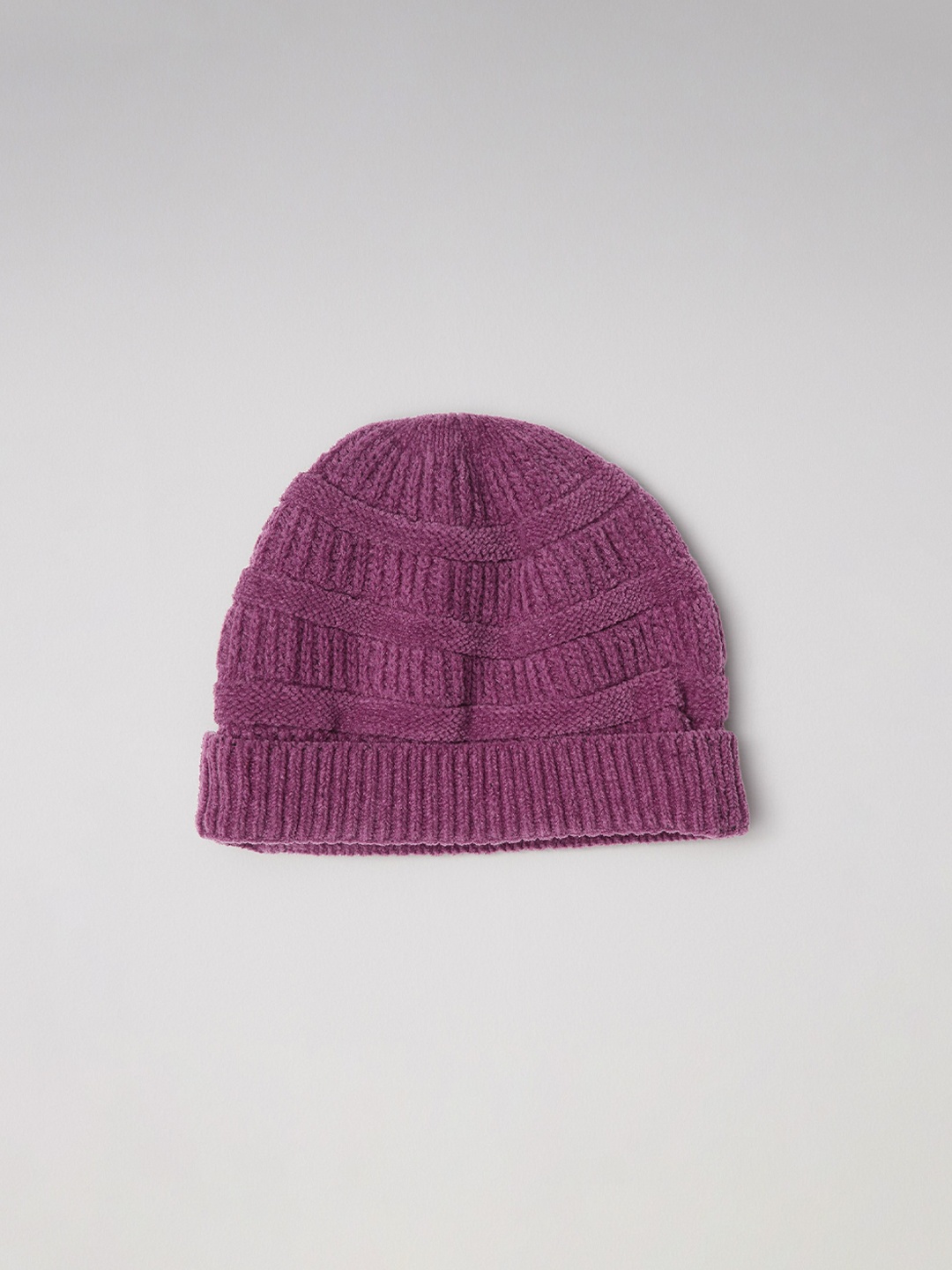 

The Label Life Women Self Design Woollen Beanie, Purple