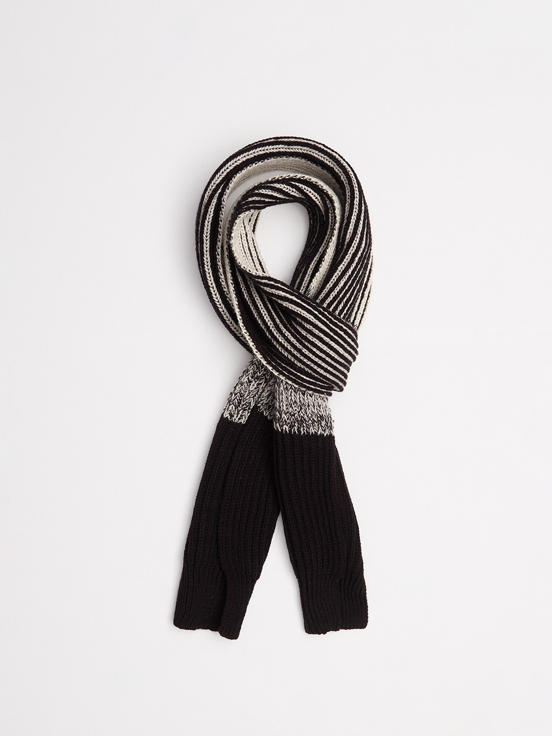 

The Label Life Women Merino Wool Striped Mufflers, Black