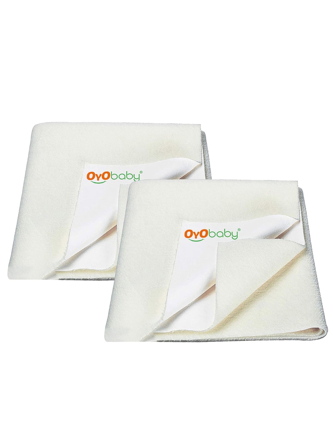 

OyO Baby Set of 2 Ivory Waterproof & Baby Dry Sheet Polycotton Mattress Protector, White