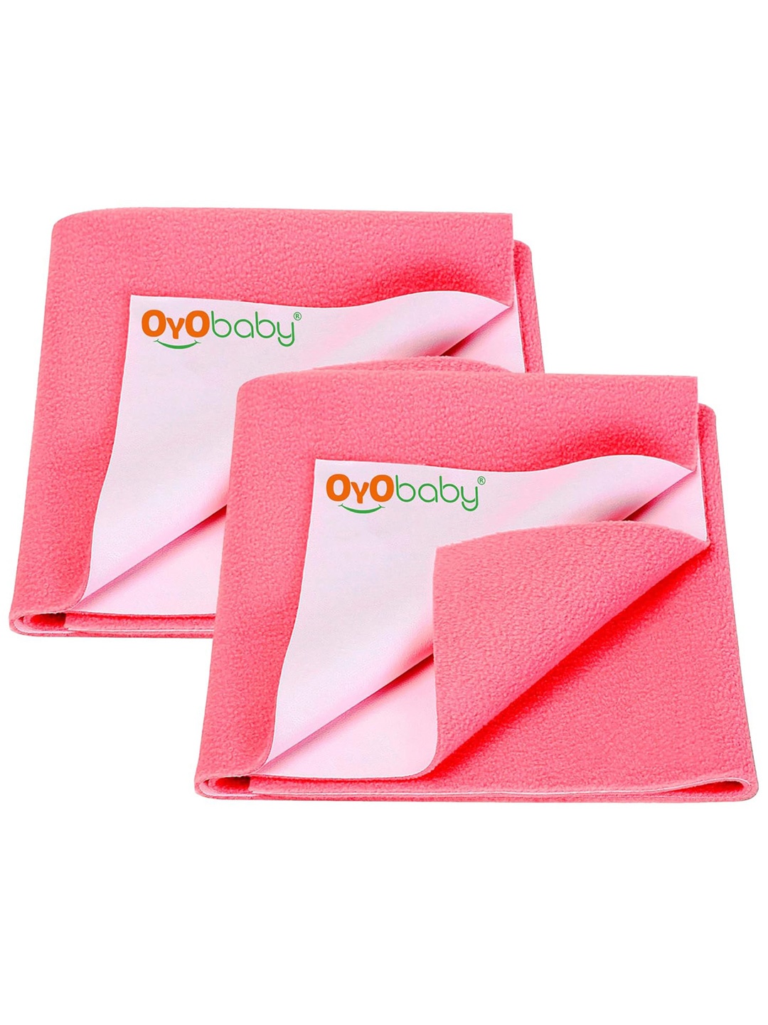 

OyO Baby Set of 2 Salmon Rose Waterproof & Baby Dry Sheet Polycotton Mattress Protector, Pink