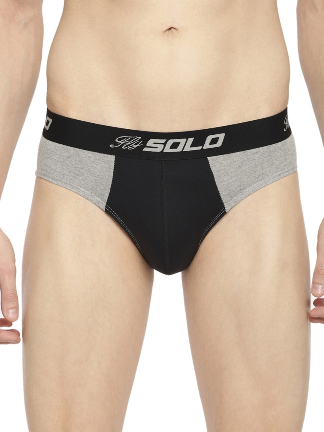 SOLO Men Colourblocked Anti Bacterial Basic Briefs Rockstar-Steel Grey-75, Black