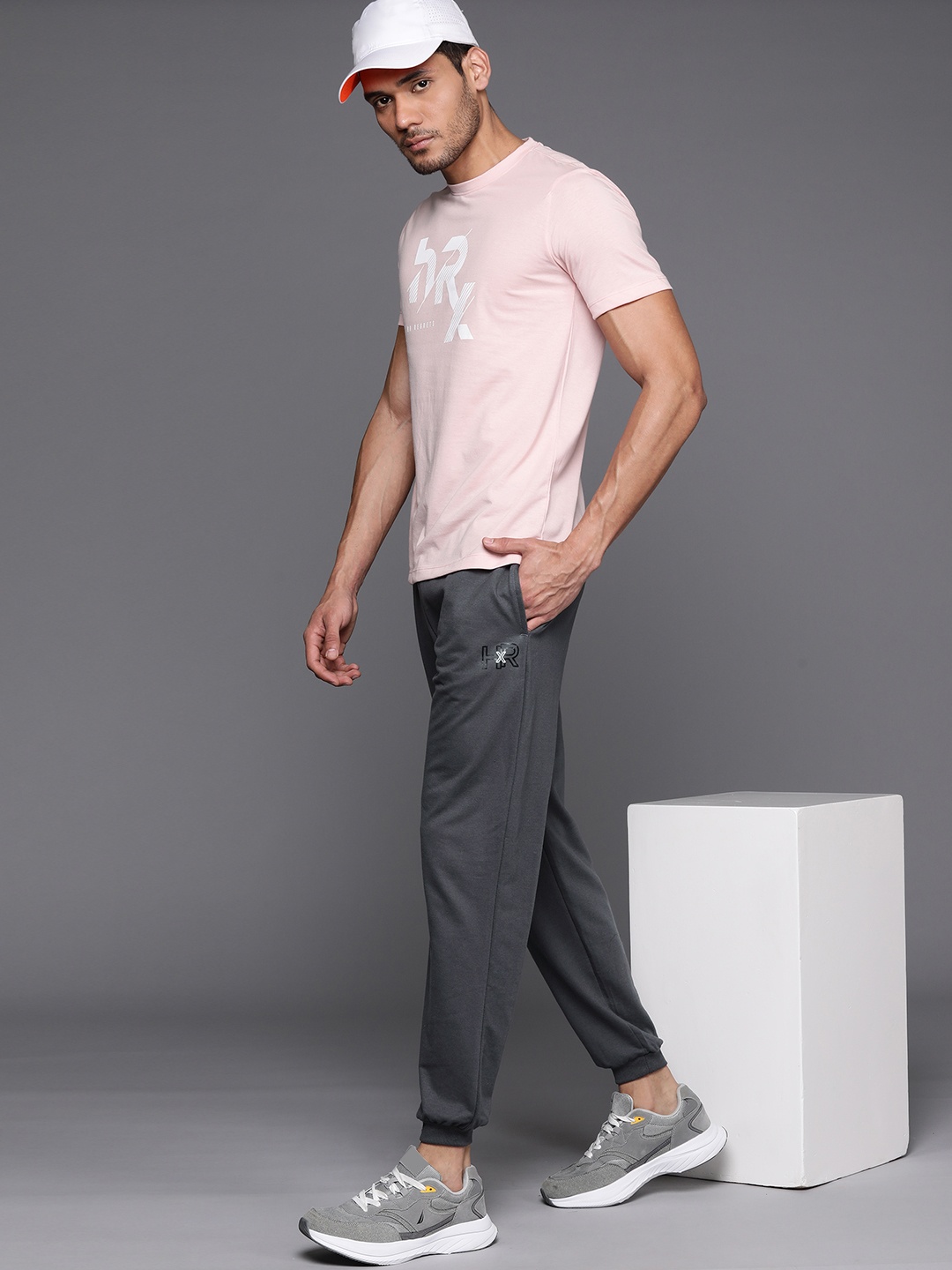 

HRX by Hrithik Roshan Men's Brand Logo Printed Lifestyle Track Pants, Grey