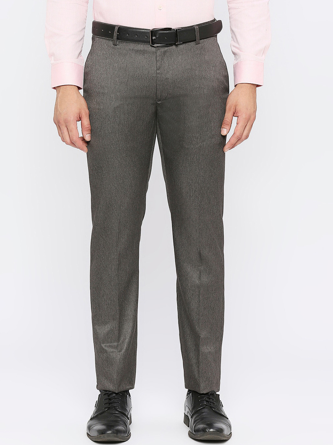 

Solemio Men Mid Rise Formal Trousers, Grey