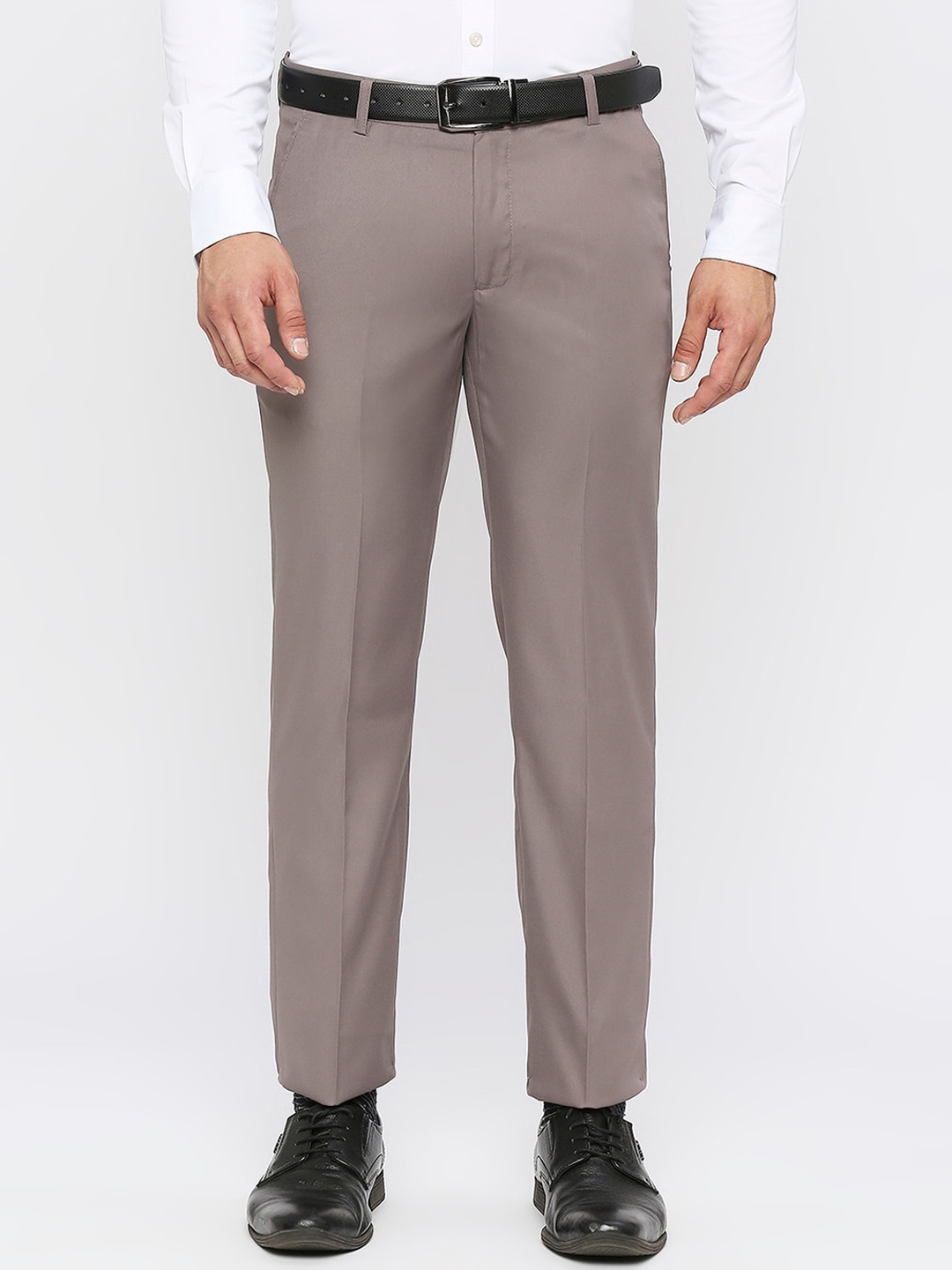 

Solemio Men Mid Rise Formal Trousers, Beige