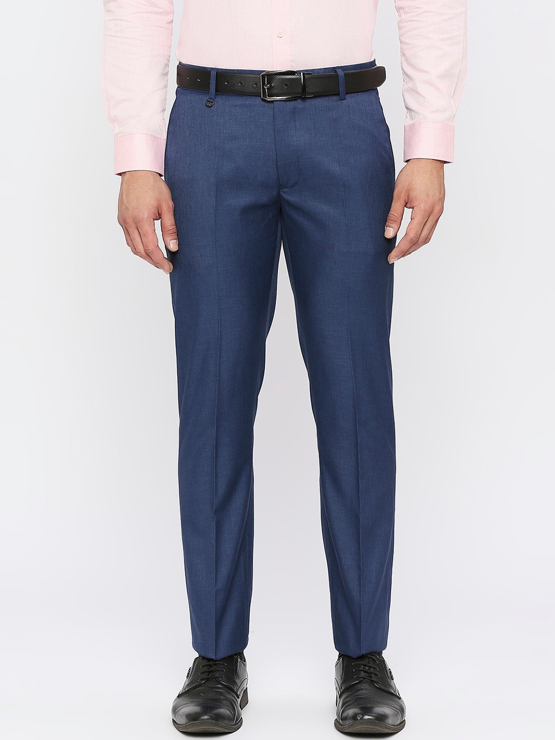 

Solemio Men Mid Rise Formal Trousers, Blue