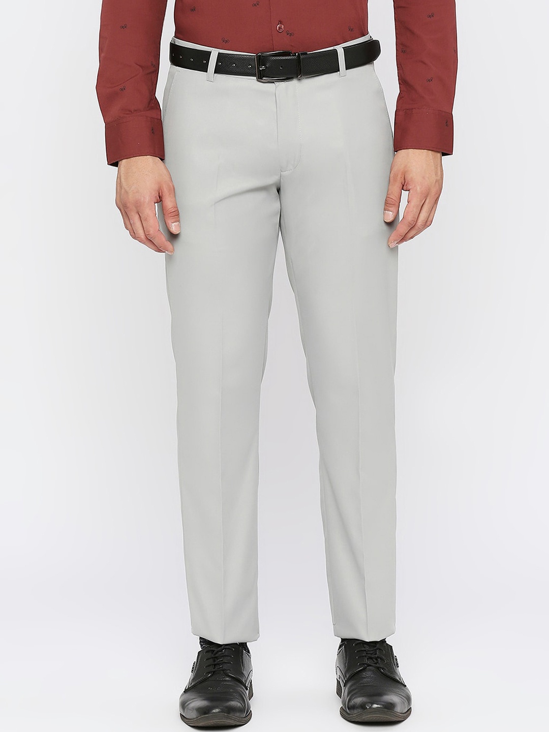 

Solemio Men Mid Rise Slim Fit Formal Trouser, Grey