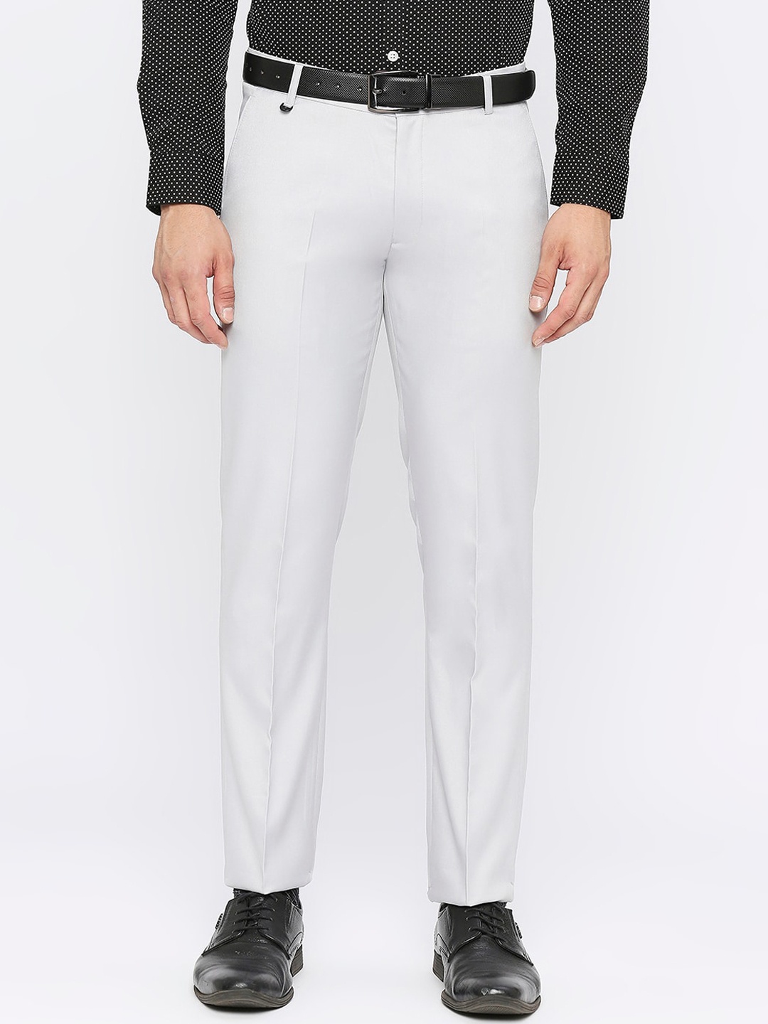 Solemio Men Mid Rise Slim Fit Formal Trouser, Grey