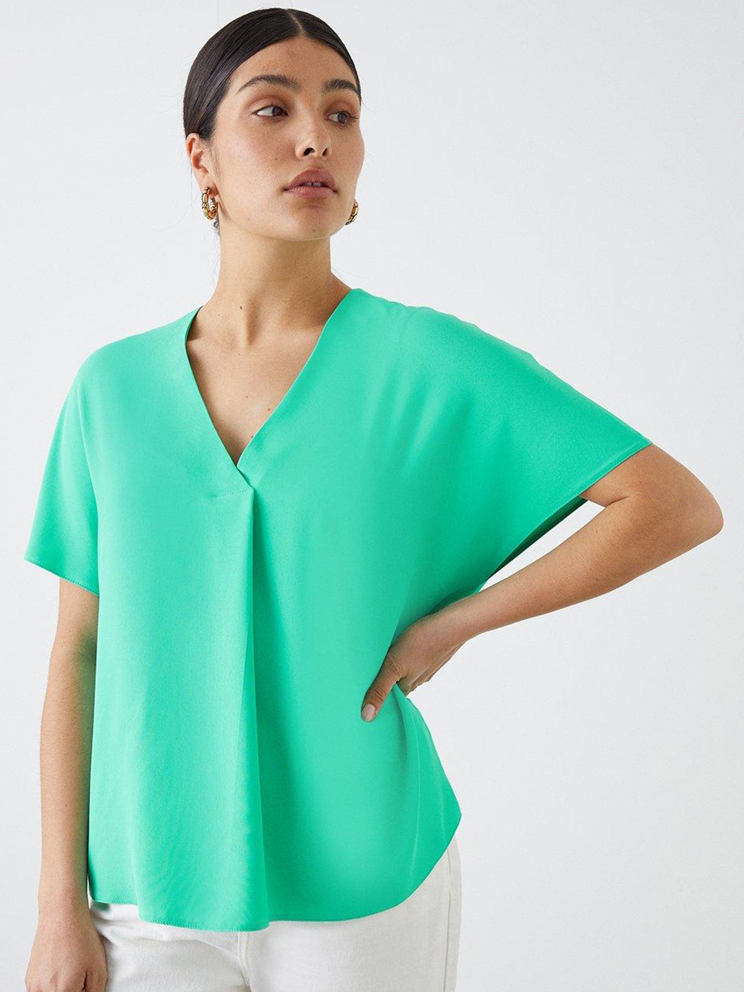 

DOROTHY PERKINS V-Neck Extended Sleeves Top, Sea green