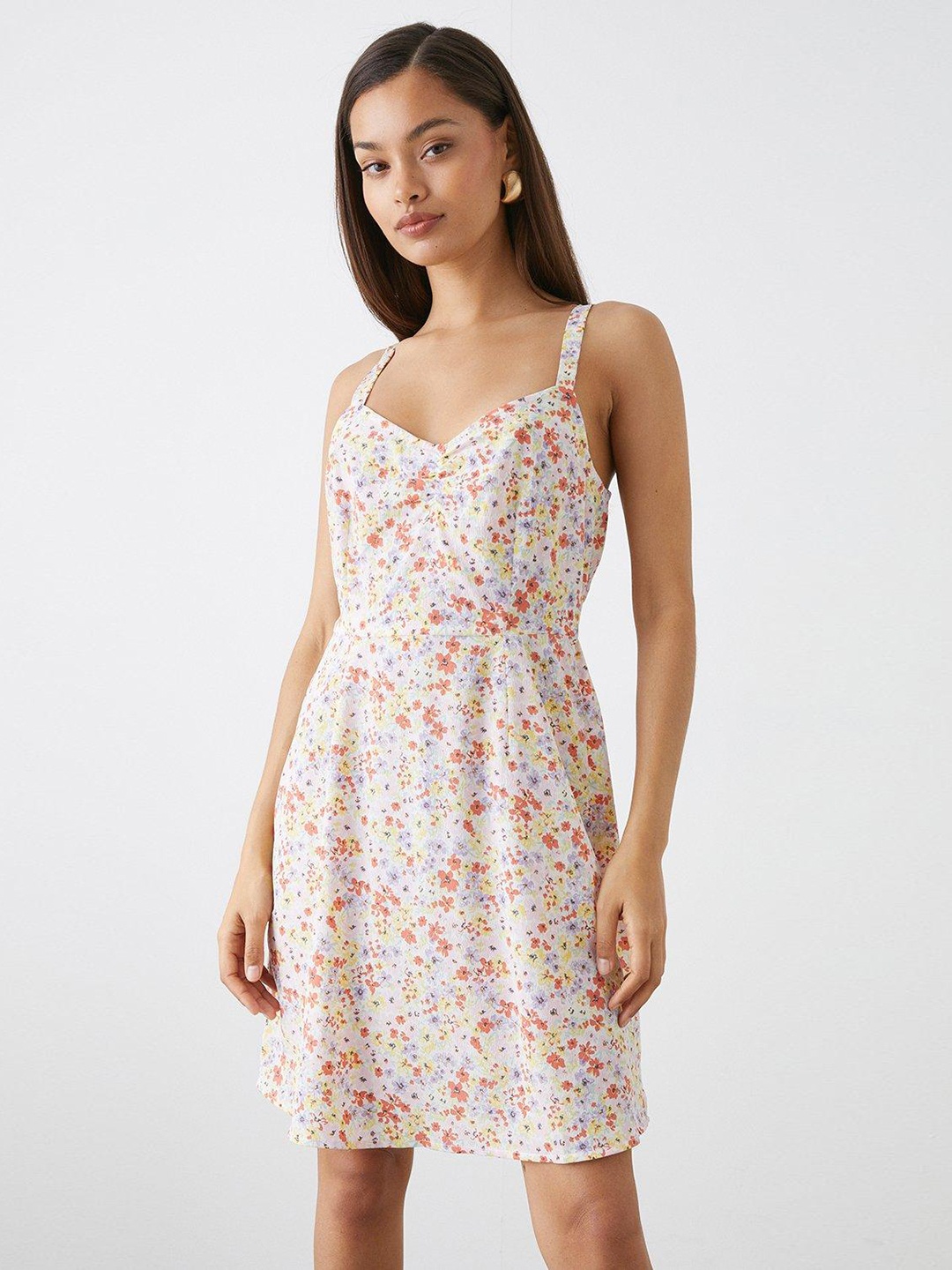 

DOROTHY PERKINS Floral Print Petite A-Line Dress, White