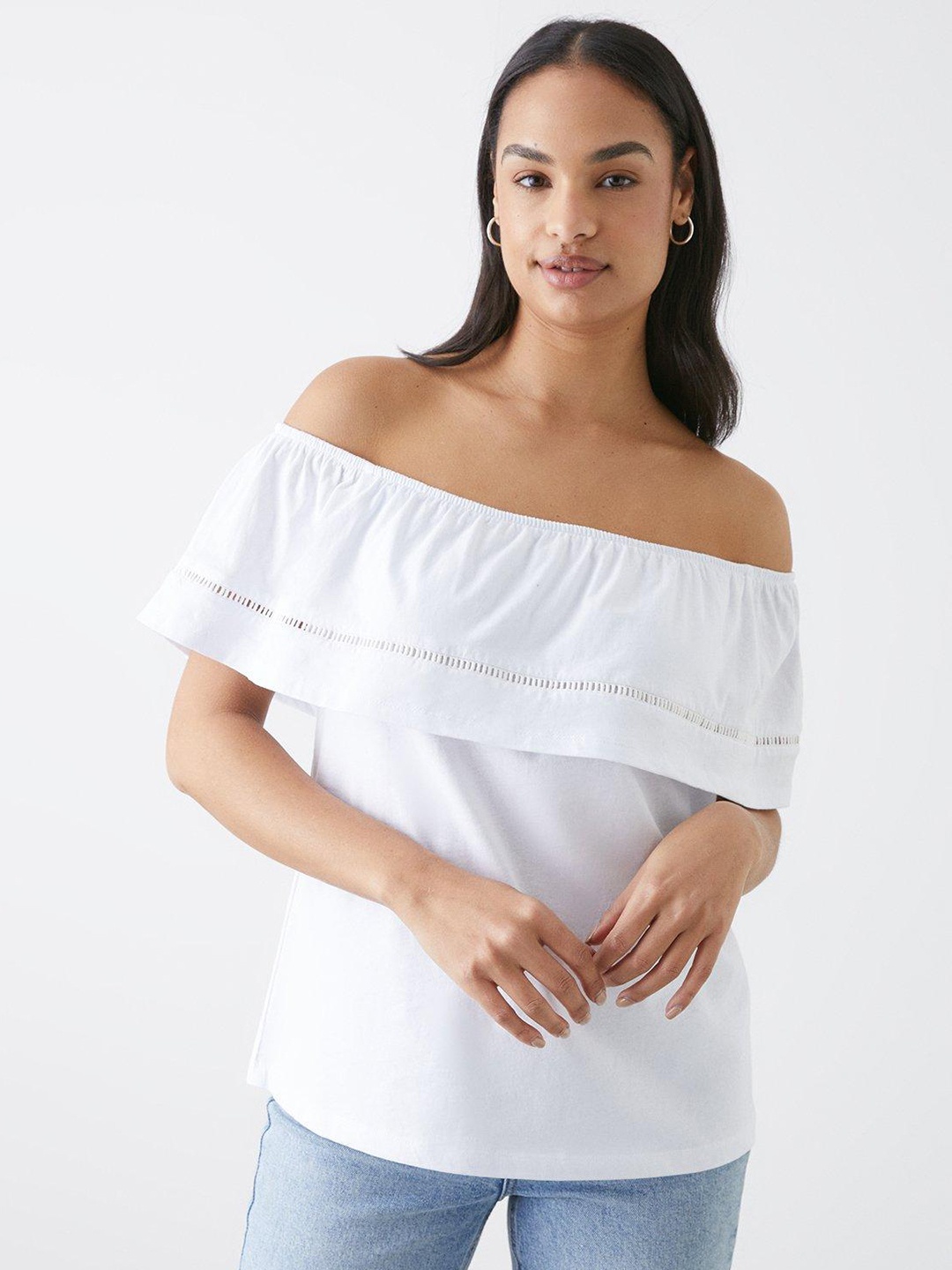 

DOROTHY PERKINS Off-Shoulder Cotton Bardot Top, White