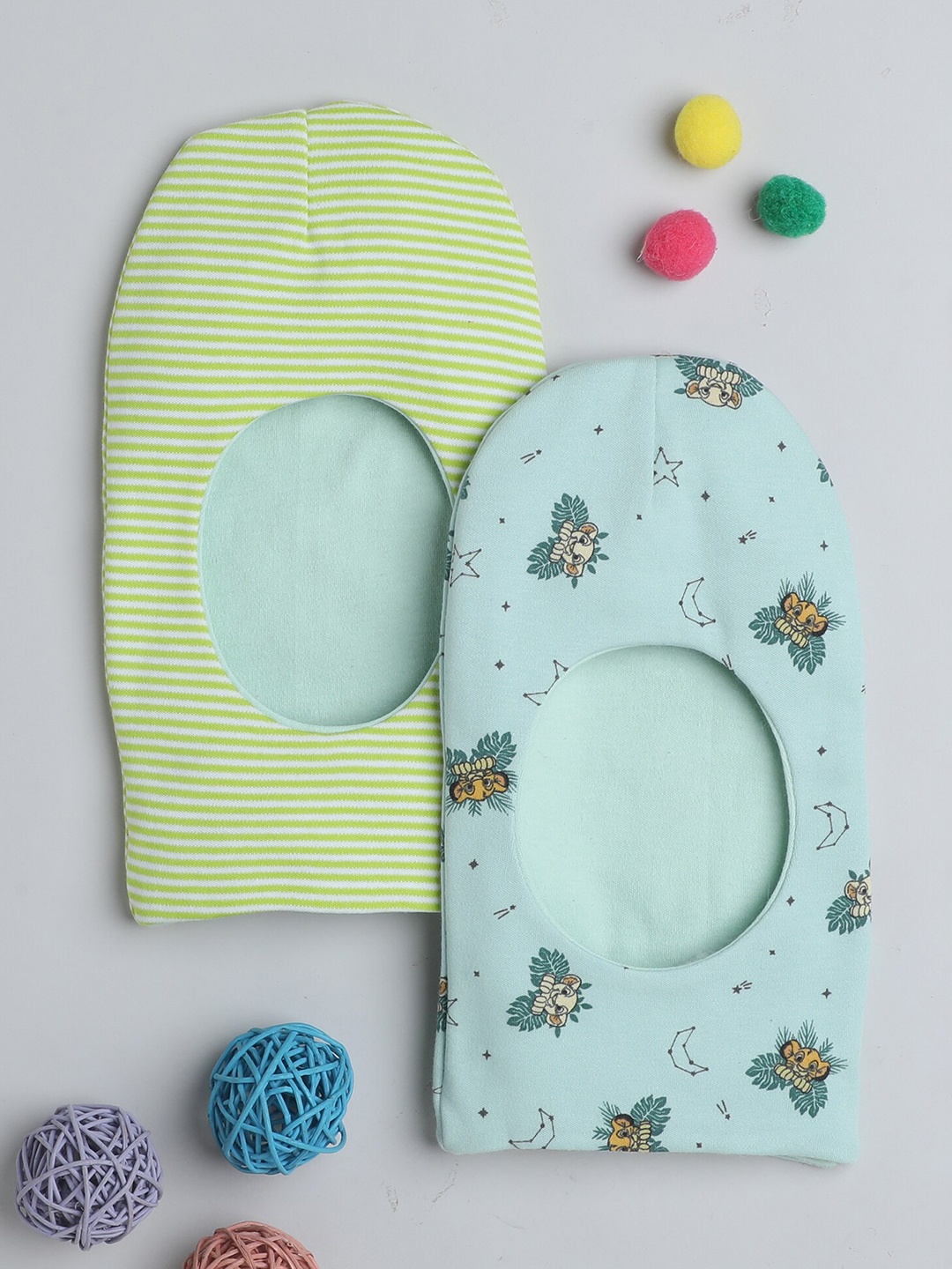 

BUMZEE Girls Pack Of 2 Cotton Reversible Monkey Cap, Green
