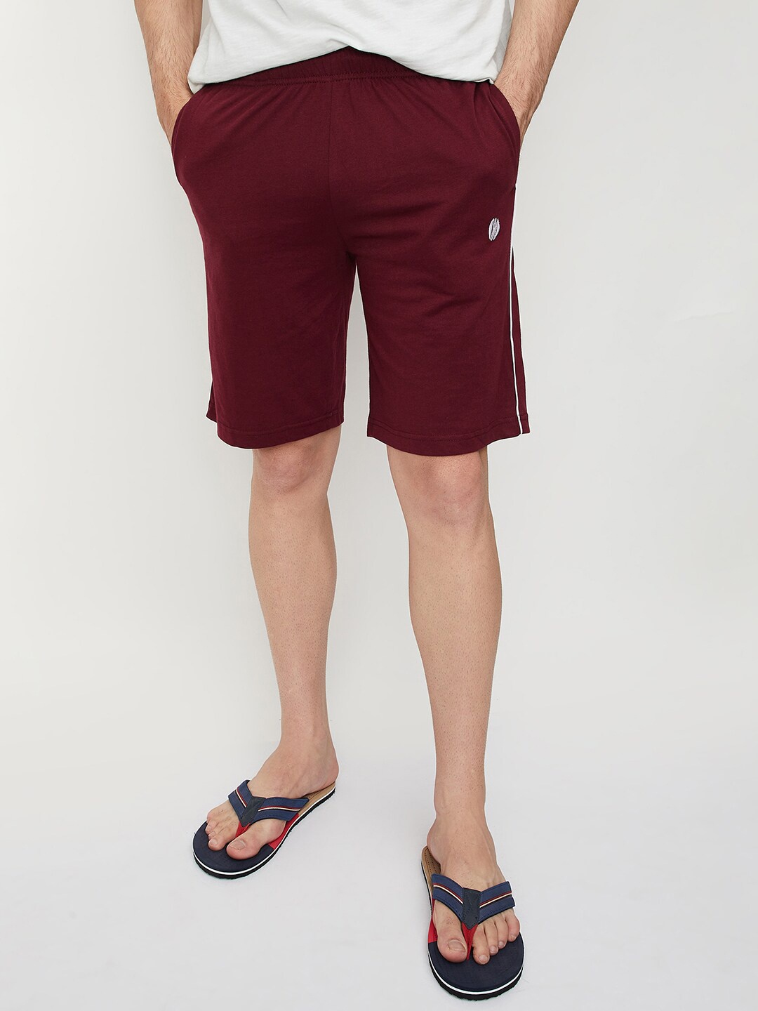 max Men Mid-Rise Lounge Shorts, Burgundy