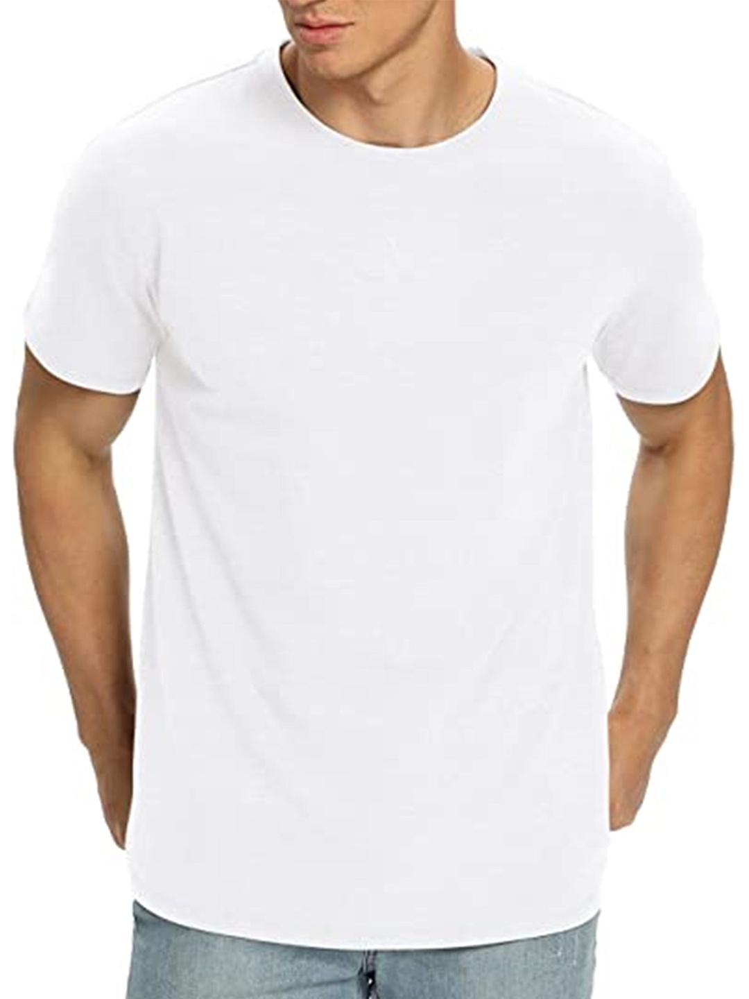 

KAEZRI Round Neck Cotton Casual T-shirt, White