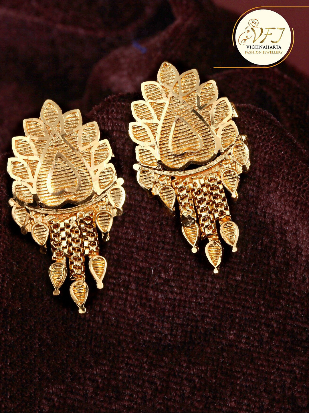 

Vighnaharta Gold-Plated Floral Drop Earrings