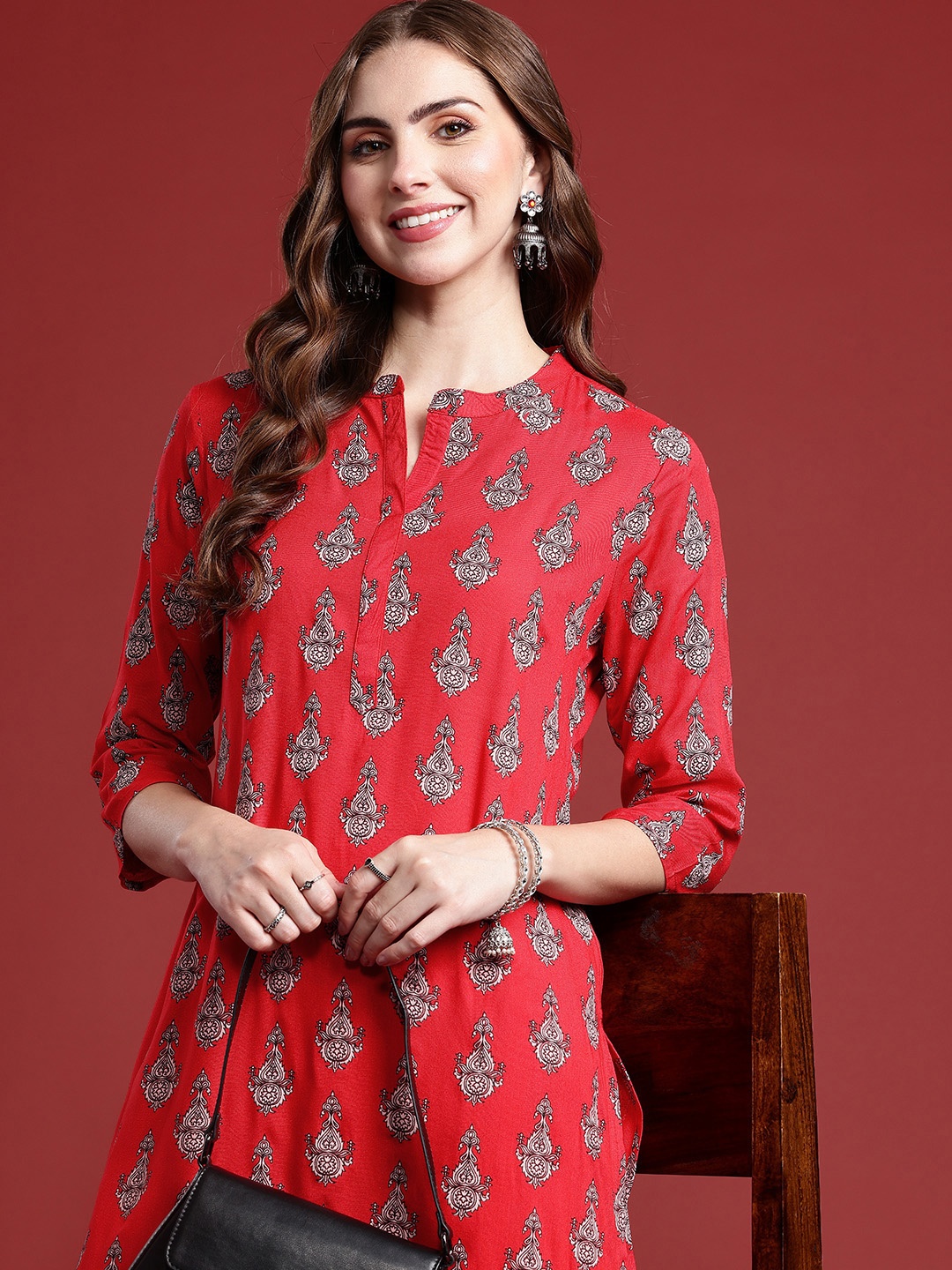 

Anouk Ethnic Motifs Printed Kurta with Trousers, Red
