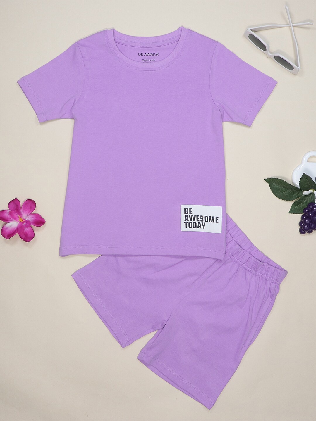 

BE AWARA Kids Pure Cotton Clothing Set, Purple