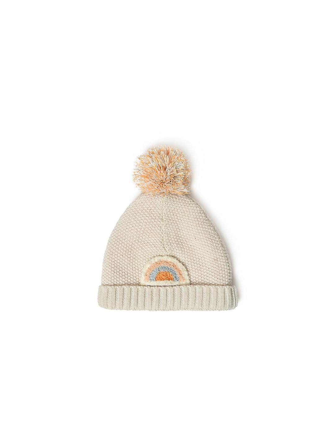 

MiArcus Kids Self Design Pom Pom Details Cotton Beanie, Cream
