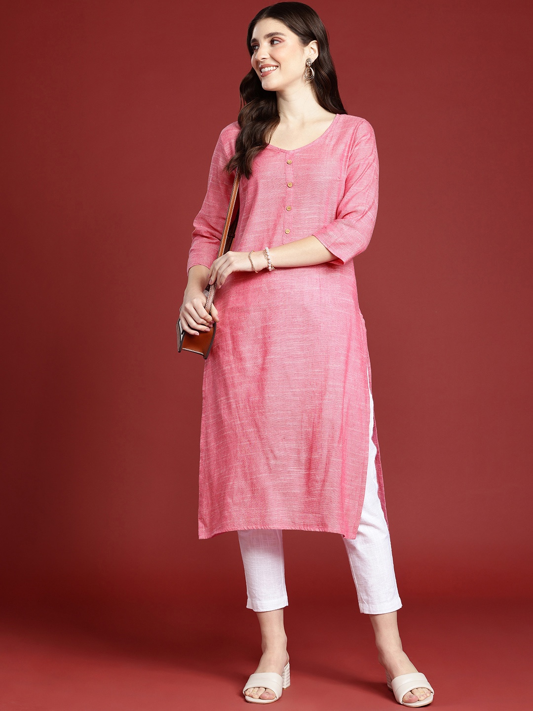 

Anouk Woven Design Kurta, Pink