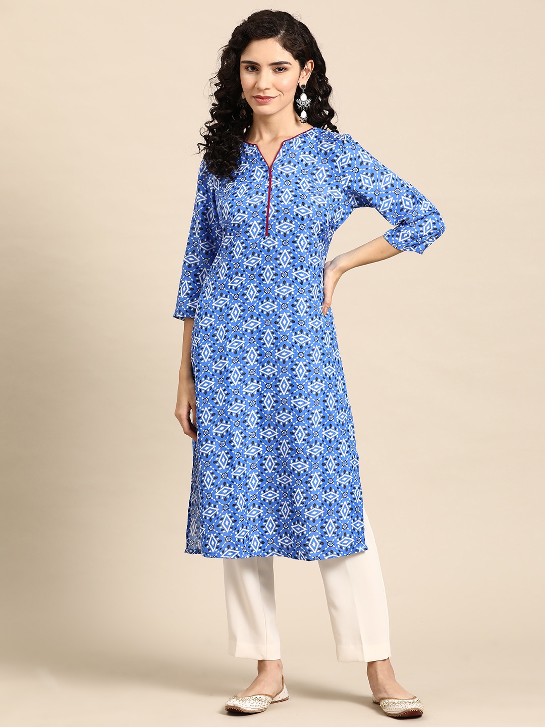 

Anouk Ethnic Motifs Printed Kurta, Blue