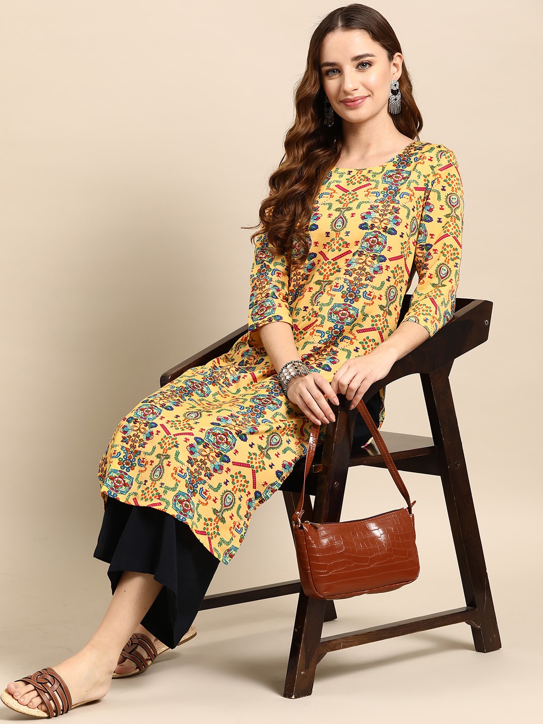 

Anouk Women Ethnic Motifs Printed Kurta, Yellow