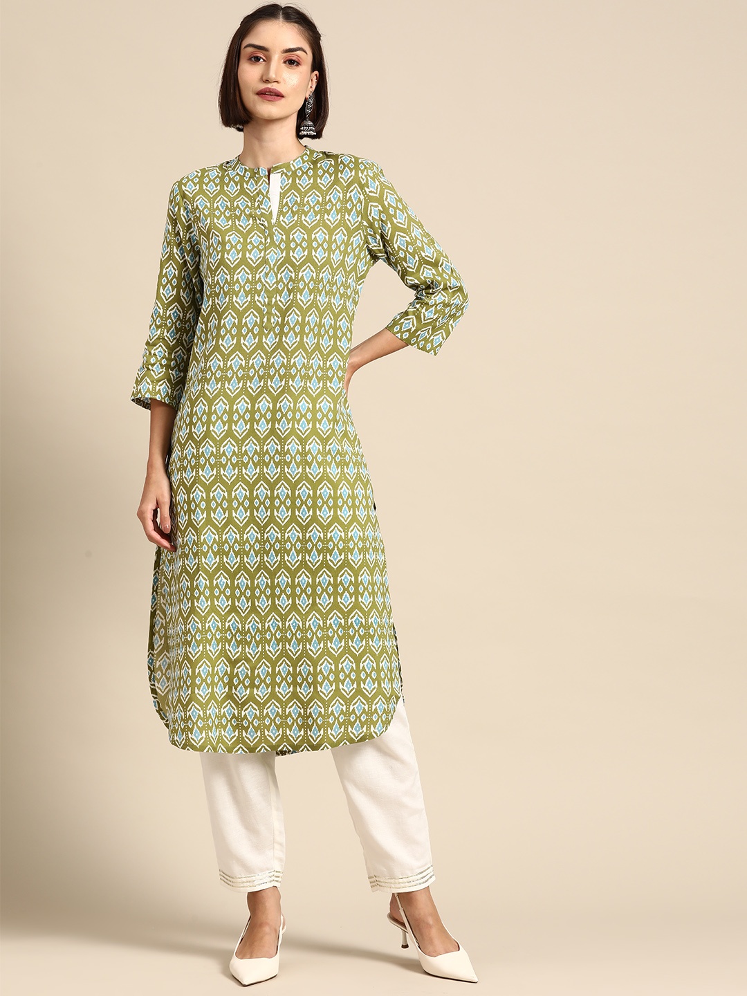 

Anouk Printed Straight Kurta, Green