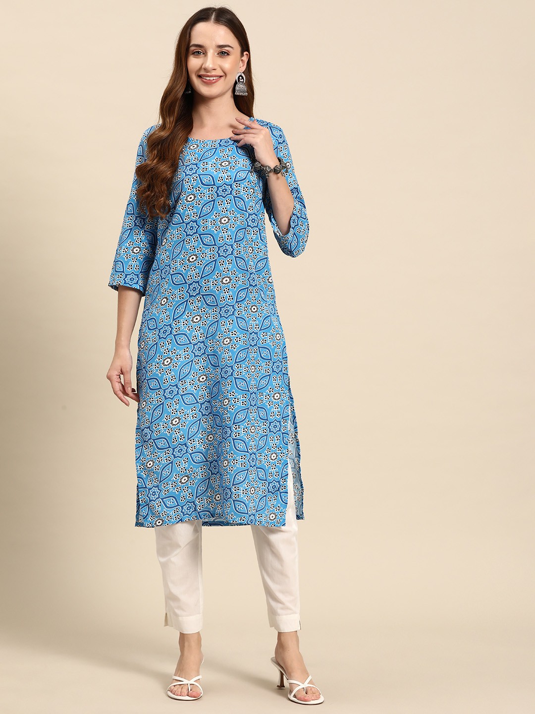 

Anouk Ethnic Motifs Printed Kurta, Blue