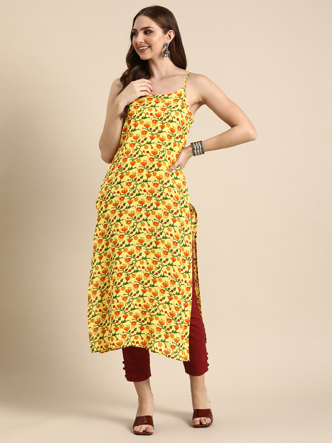

Anouk Floral Printed Cotton Kurta, Yellow