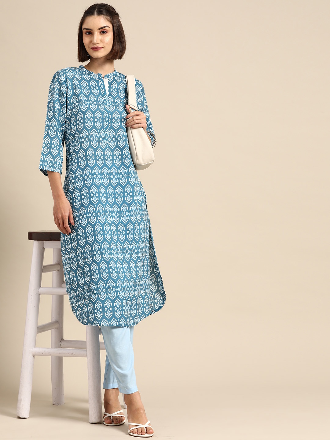 

Anouk Printed Straight Kurta, Blue