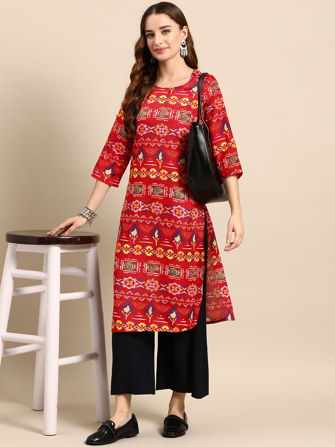 

Anouk Women Tribal Printed Kurta, Red