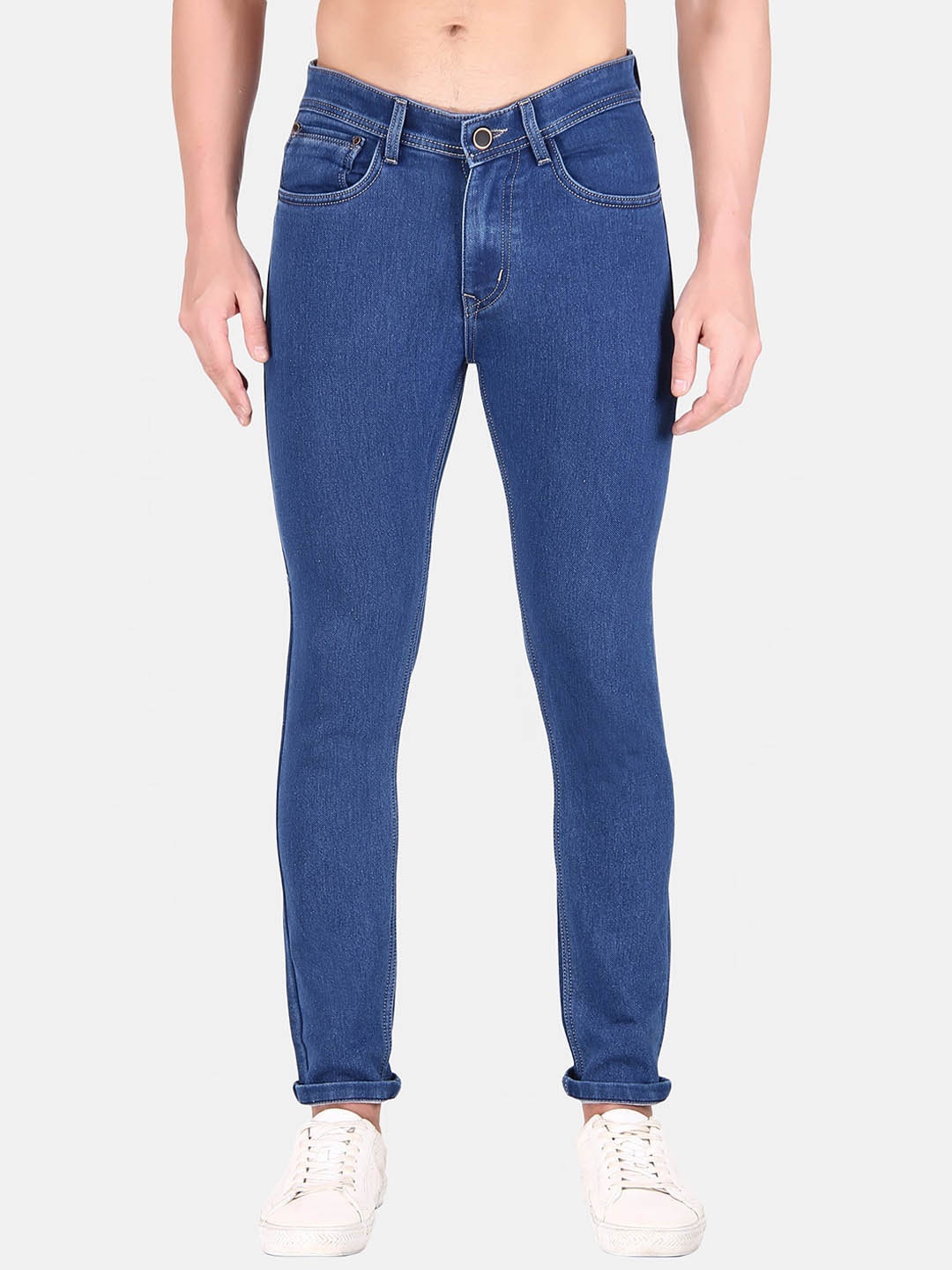 

TrulyFeb Men Mid-Rise Skinny Fit Cotton Jeans, Blue