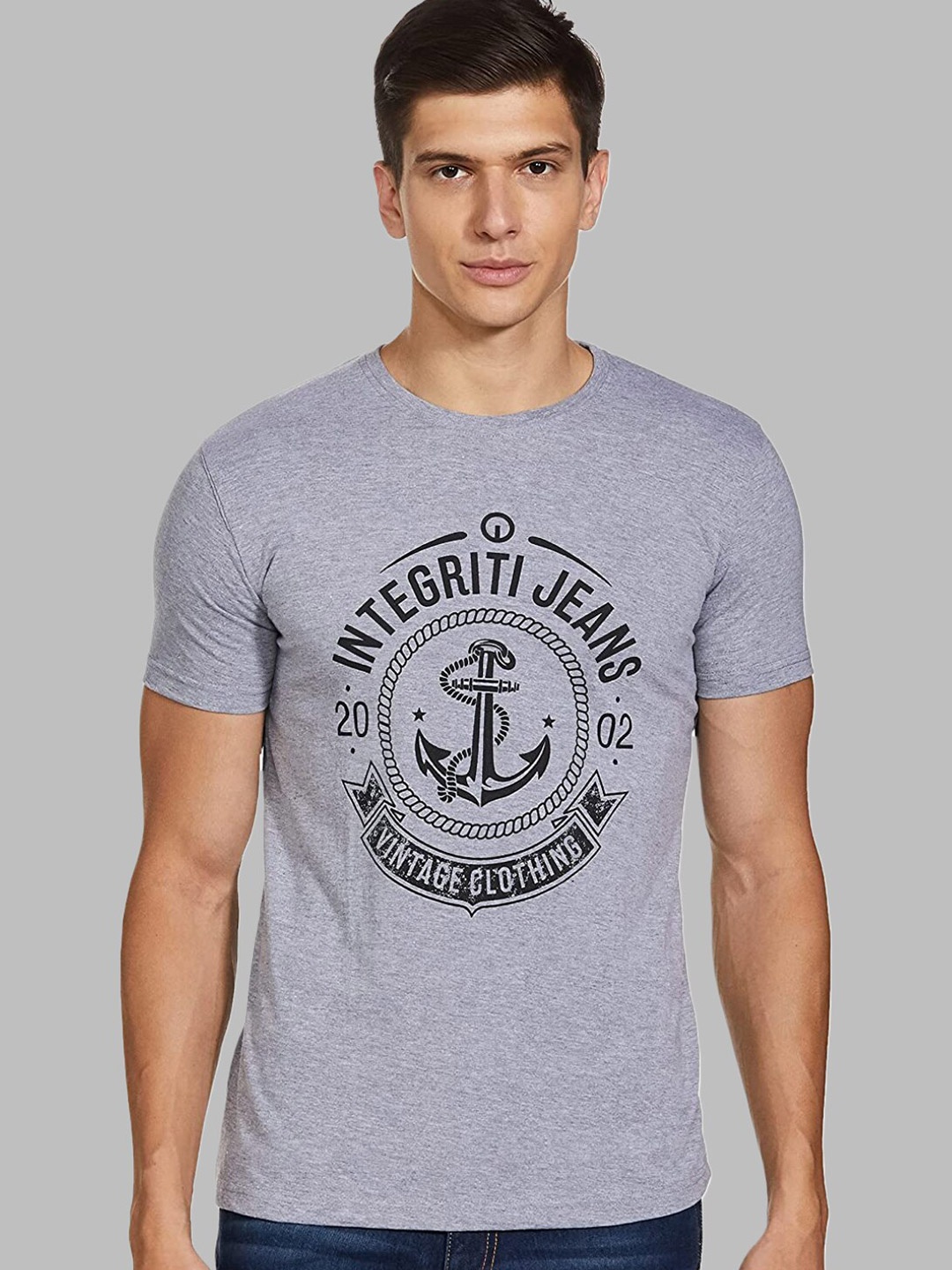

Integriti Graphic Printed Cotton T-shirt, Grey