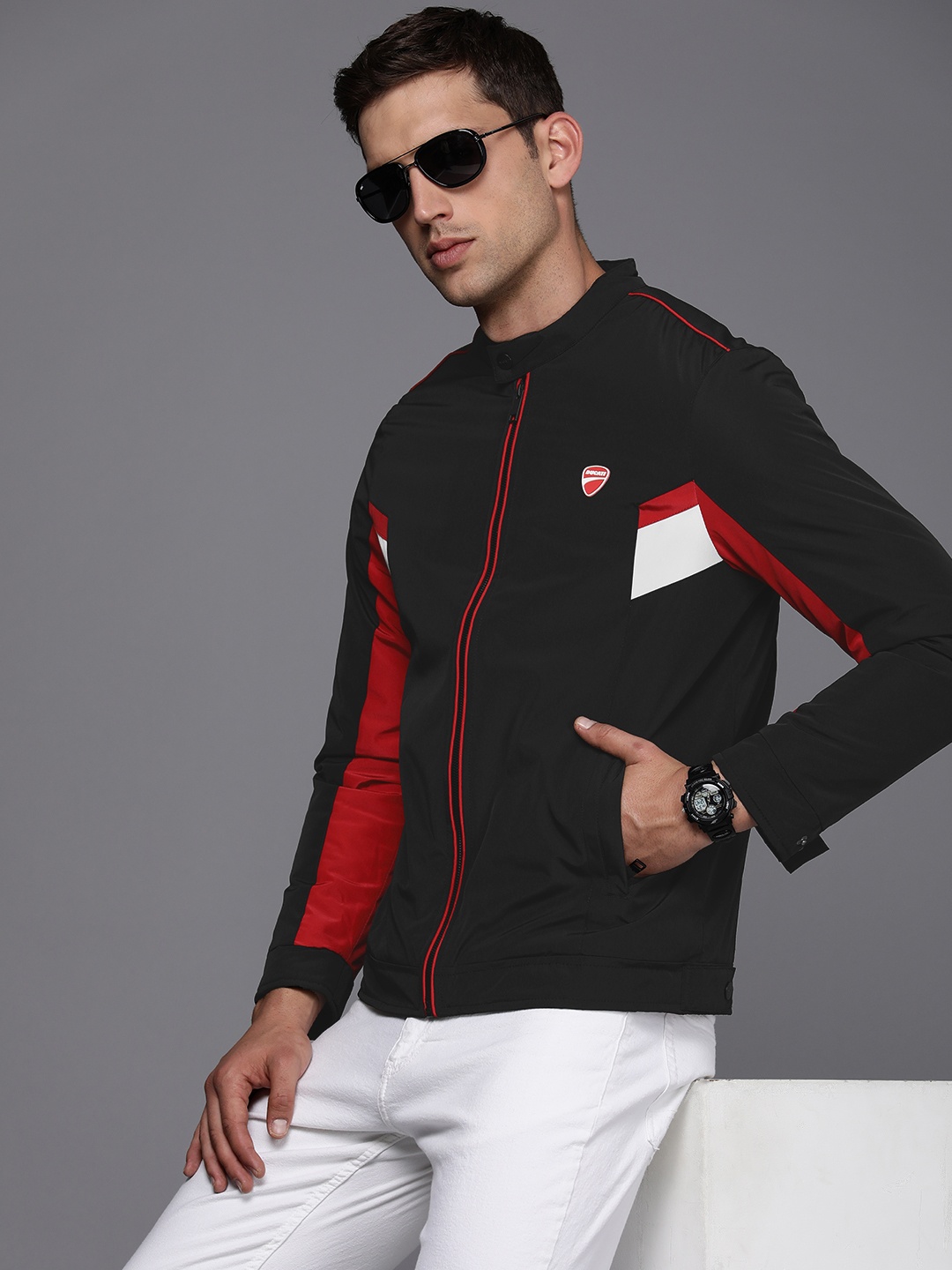 

Ducati Brand Logo Printed Padded Jacket, Black